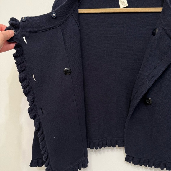 J. Crew Navy Blue Knit Cotton Sweater Cardiagn Blazer Jacket Women’s Size M - Picture 6 of 8